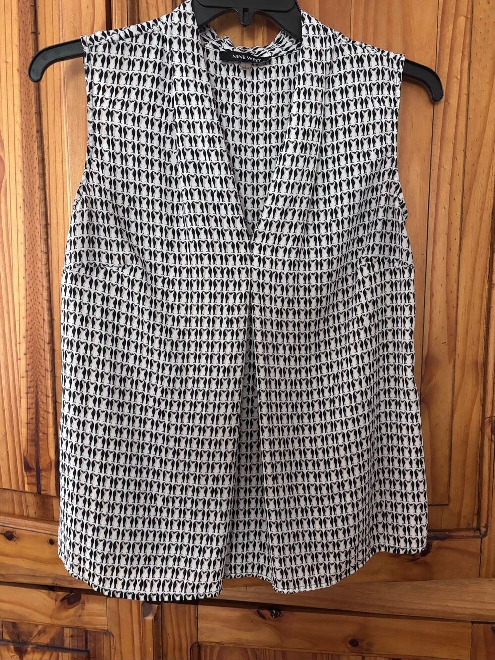 Nine West Vneck Penguin Print Blouse